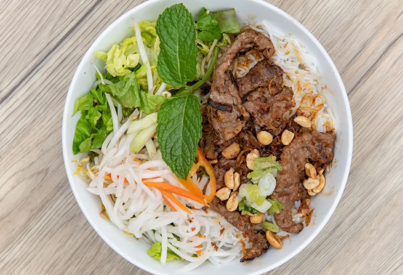 Vermicelli noodle salad with grilled beef at Thanh Binh, a Vietnamese Restaurant in Lake Forest